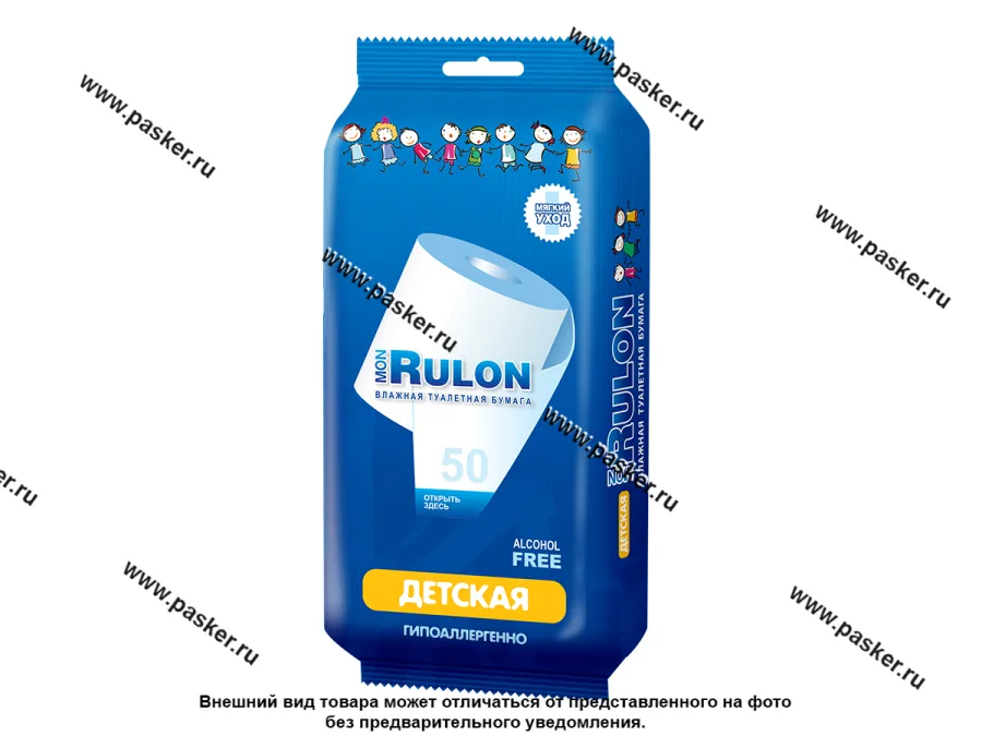 Салфетки влажные Mon Rulon туалетная бумага детские 50шт