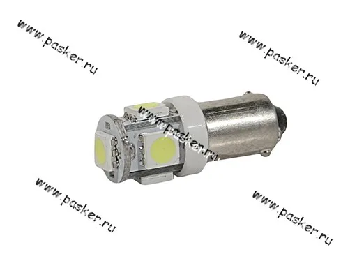 Лампа светодиод 24V4W BA9s Nord YADA 5SMD белая [упаковка 10 шт.]