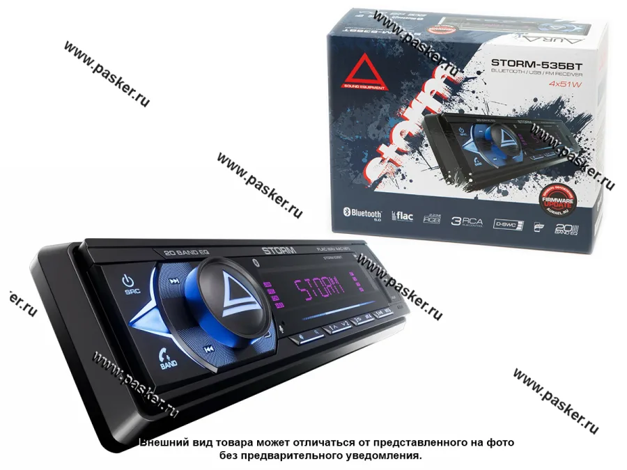 Автомагнитола AURA USB/Bluetooth/iOS/Android 4х51W STORM-535BT