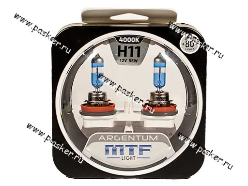 Лампа галоген 12V H11 55W PGJ19-2 MTF Argentum +80%  4000К
