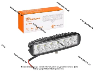 Фара светодиодная прямоугольная 18W 12/24V AIRLINE 6LED рассеиваемый поток света ALED005